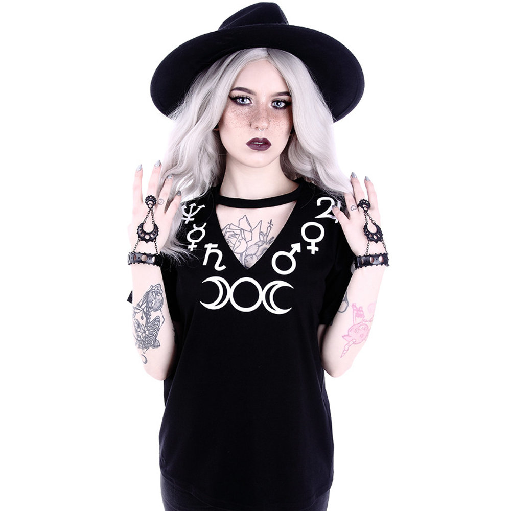 Restyle - Symbols v-neck Damen T-Shirt - Schwarz